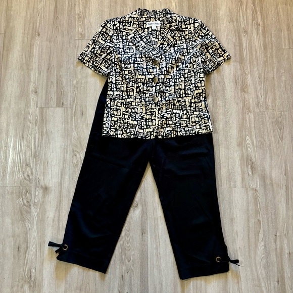 Danny & Nicole Button Up Jacket‎ & Black Pants Set Womens Size 8 Stretch Vintage - Picture 1 of 16